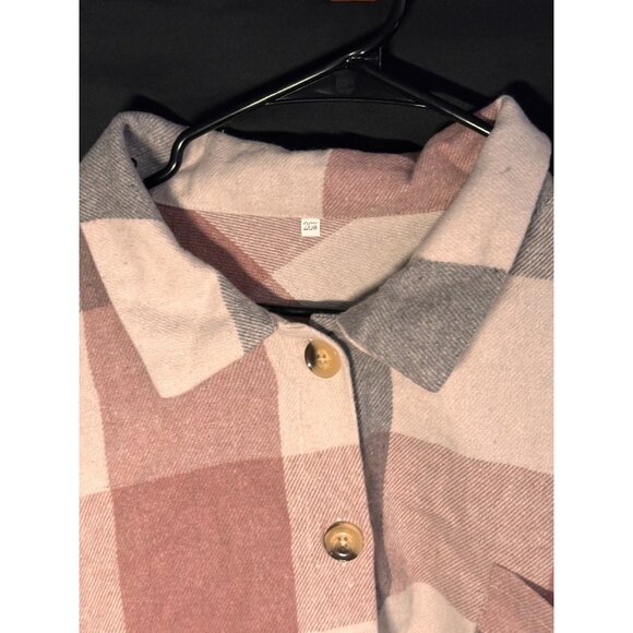 Women's Brushed Plaid Long Sleeve Flannel Button Down Boyfriend Shacket - Picture 3 of 8